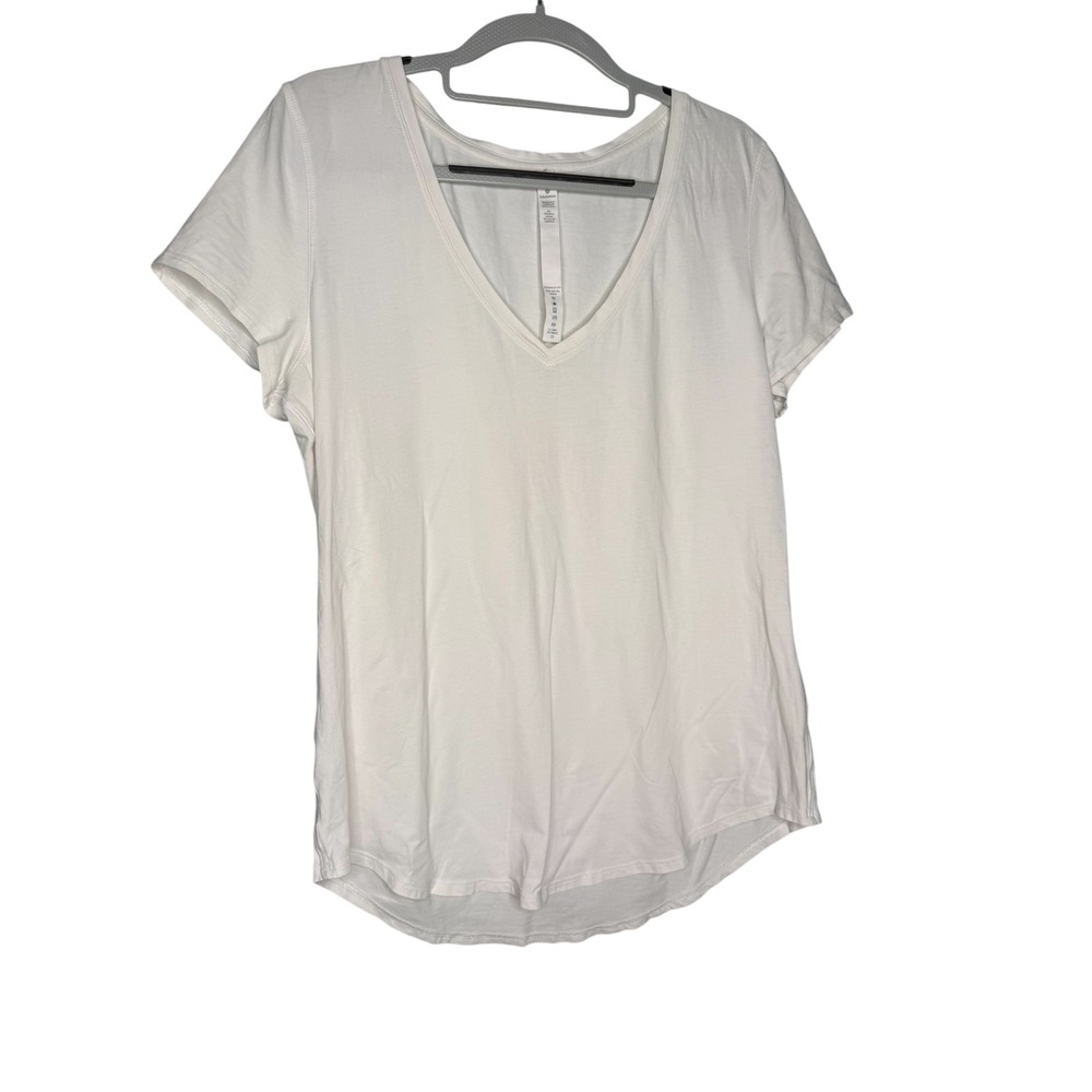 lululemon athletica White V-Neck Short Sleeve Tee